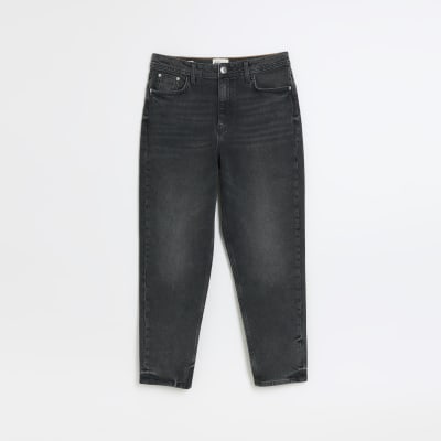 Black high waist slim fit mom jeans River Island
