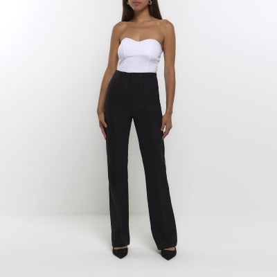 Black high waist straight trousers