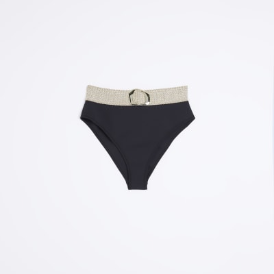 Black high waisted bikini bottoms River Island