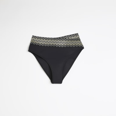 Black high waisted bikini bottoms River Island