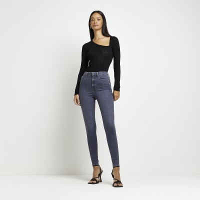 Black high waisted bum sculpt skinny jeans River Island