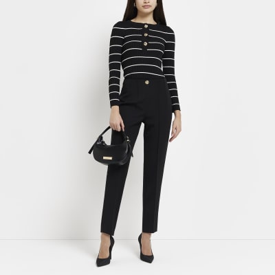 Black high waisted cigarette trousers