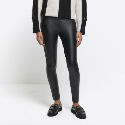 Topshop Maternity leather look legging in black