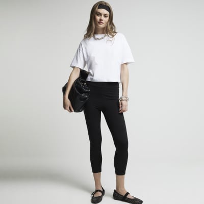 River Island Black stripe side high waisted zip leggings ($52