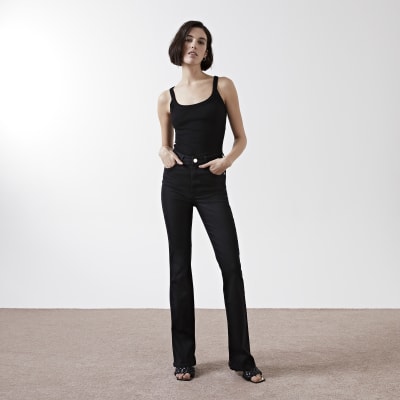 high waisted black flares