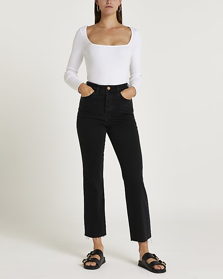 Black high waisted flared jeans