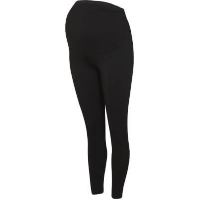 Black high waisted ponte maternity leggings River Island