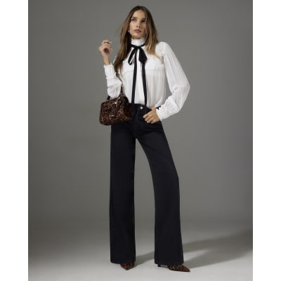 Black High Waisted Relaxed Flare Jeans