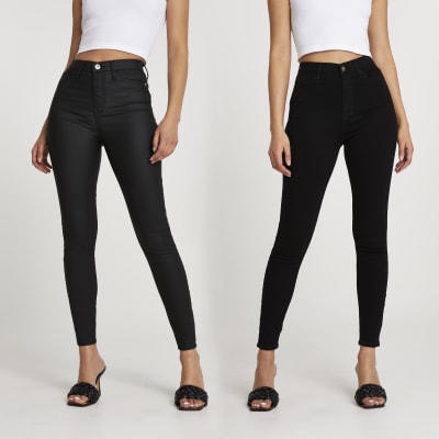 Black high waisted skinny jeans multipack | River Island