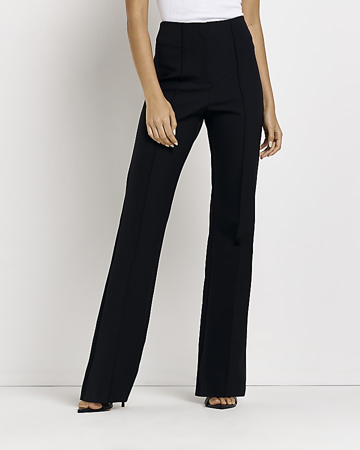 Black high waisted straight trousers