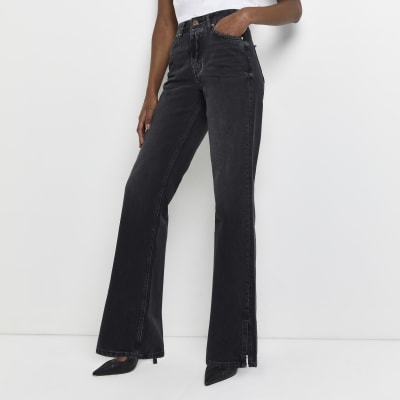 black high waisted wide leg jeans