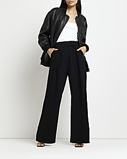 Black high waisted wide leg trousers