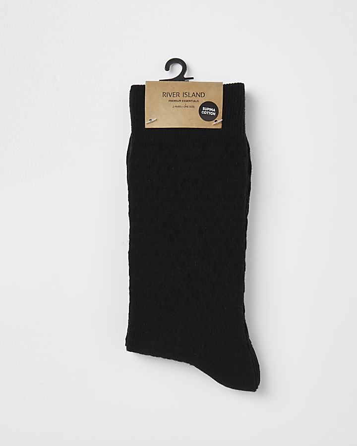 Black honeycomb premium socks 2 pack