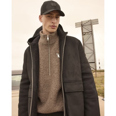 Black Hooded Shearling Coat