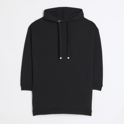 Black hooded sweatshirt mini dress River Island