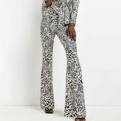 Zebra Print Flared Pants