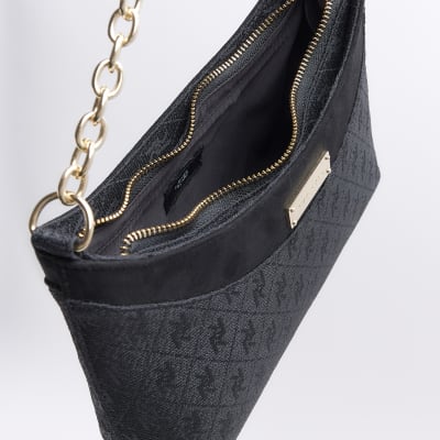Black Jacquard Cross Body Bag