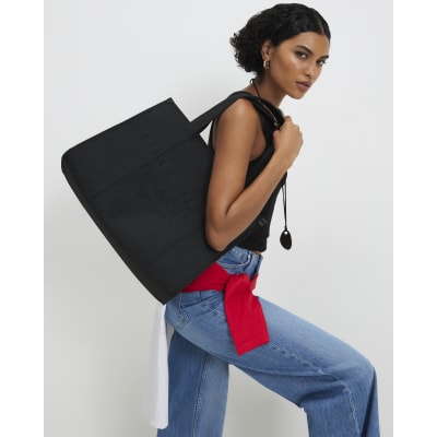 Black Jacquard Embroidered Shopper Bag