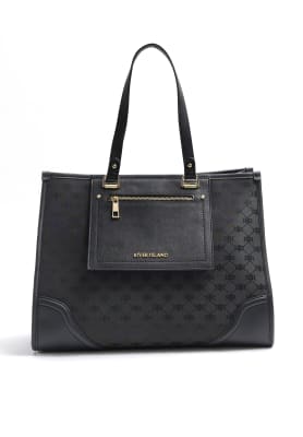 Black jacquard monogram shopper bag River Island