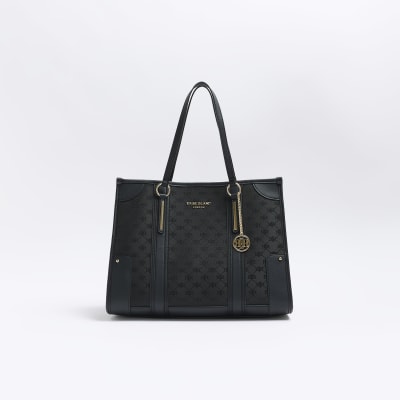 River Island Ri Monogram Shoulder Bag in Black