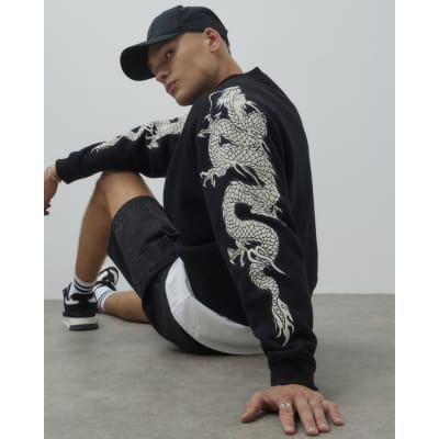 Black Japanese Dragon Long Sleeve Sweatshirt