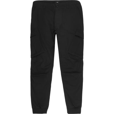 river island tapered cargo trousers in black