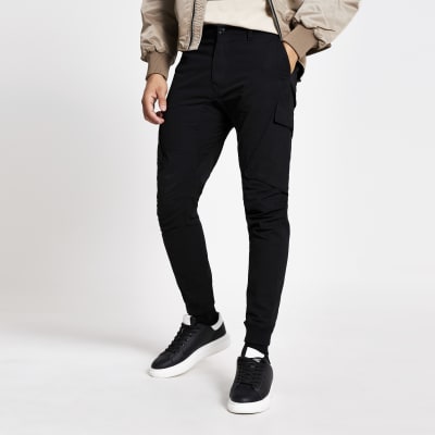 river island slim fit cargo trousers in khaki