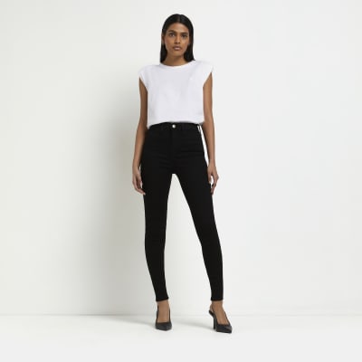 black high waisted jeans river island