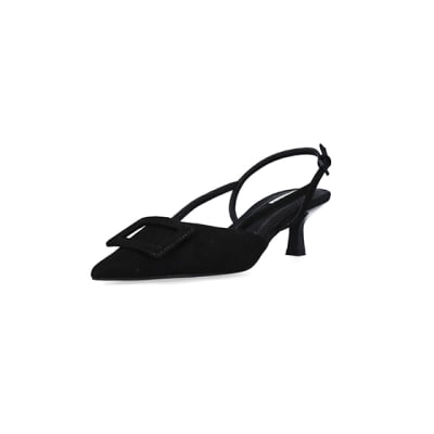 360 degree animation of product Black kitten heeled court shoes frame-0