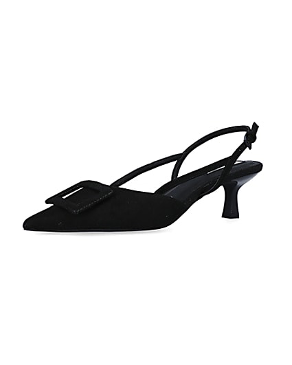 360 degree animation of product Black kitten heeled court shoes frame-1