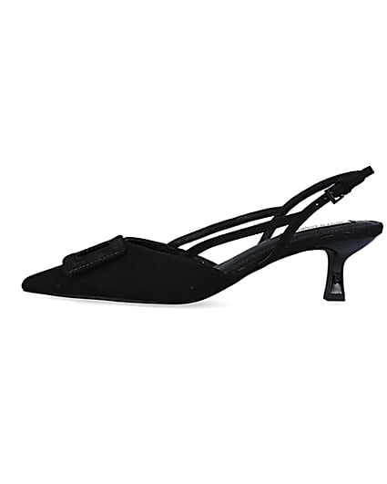360 degree animation of product Black kitten heeled court shoes frame-3