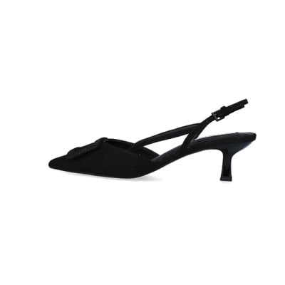 360 degree animation of product Black kitten heeled court shoes frame-4