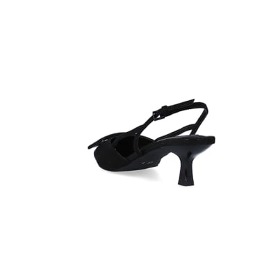 360 degree animation of product Black kitten heeled court shoes frame-7