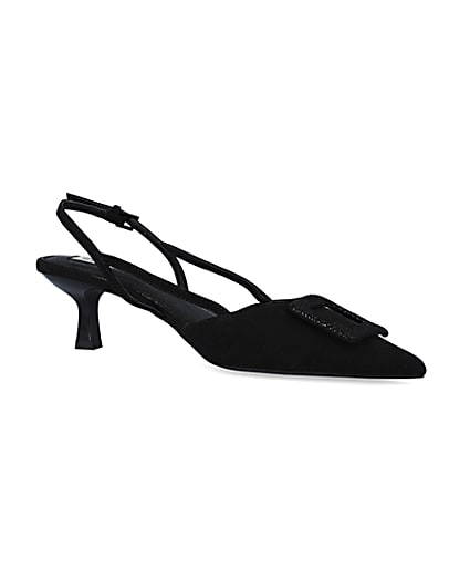 360 degree animation of product Black kitten heeled court shoes frame-17