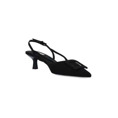 360 degree animation of product Black kitten heeled court shoes frame-18