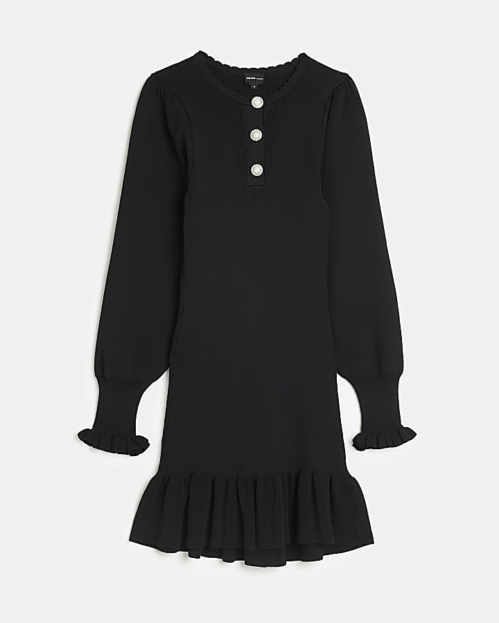 Black knit bodycon mini dress