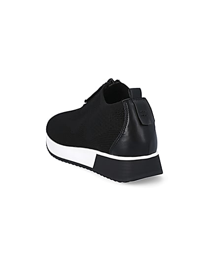 360 degree animation of product Black knit half zip cleated runner trainers frame-7
