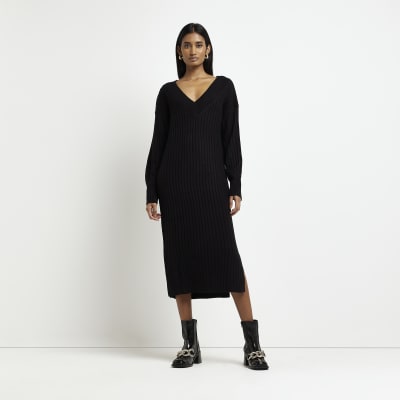Black knit jumper midi dress