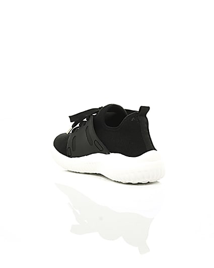 360 degree animation of product Black knit lace-up runner trainers frame-18