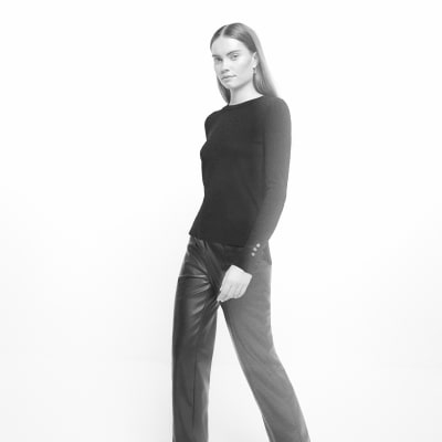 Black knit long sleeve top