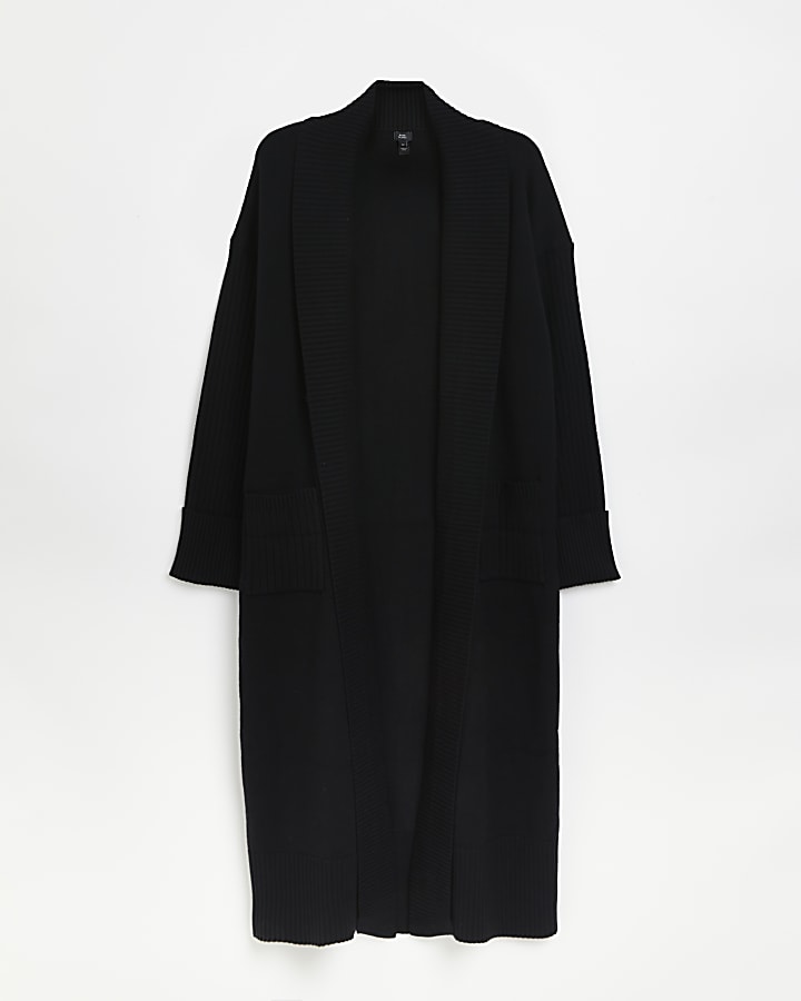 Black knit longline cardigan
