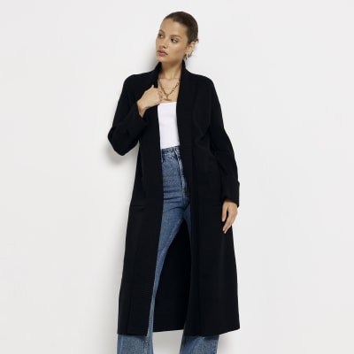 Black Knit Longline Cardigan River Island   Black Knit Longline Cardigan 768449 Main