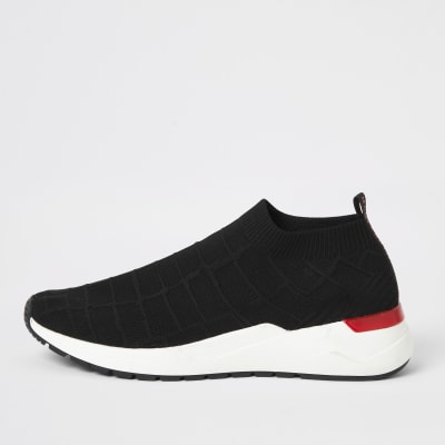 black knit runner trainers