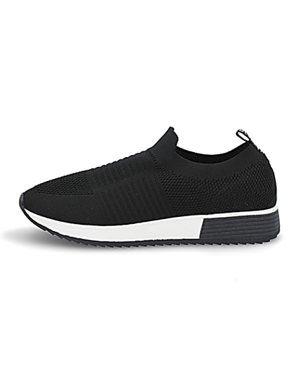 360 degree animation of product Black knit runner trainers frame-3