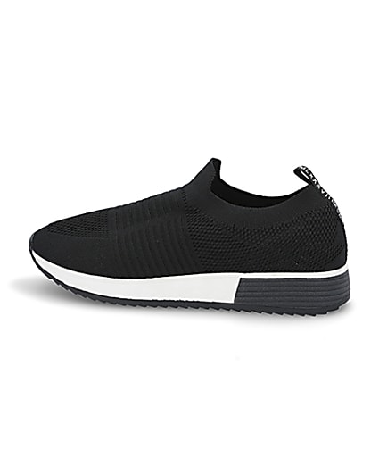 360 degree animation of product Black knit runner trainers frame-4
