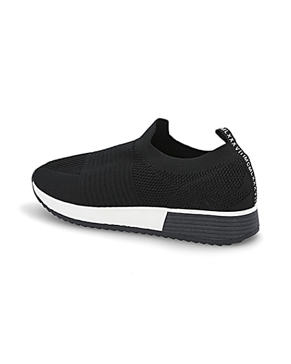 360 degree animation of product Black knit runner trainers frame-5