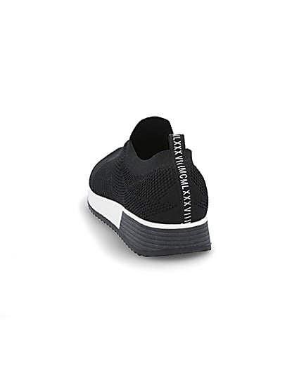 360 degree animation of product Black knit runner trainers frame-8