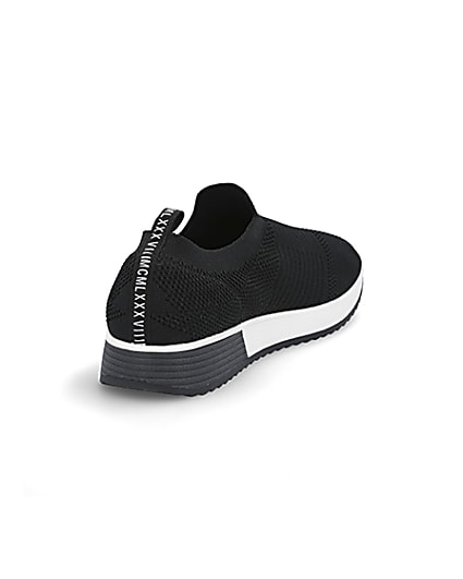 360 degree animation of product Black knit runner trainers frame-11