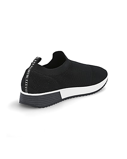 360 degree animation of product Black knit runner trainers frame-12