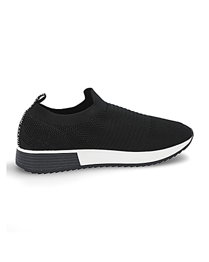 360 degree animation of product Black knit runner trainers frame-14